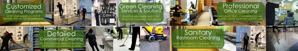 All Clean Team commercial cleaning — green cleaning feature banner