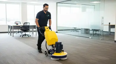Commercial carpet extraction restoring office flooring