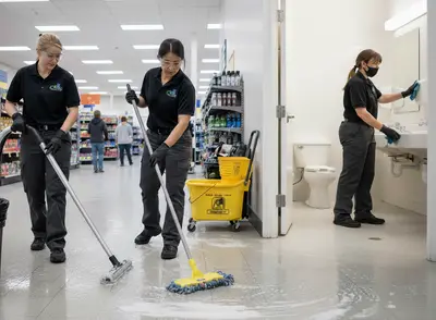 Emergency response cleaning crew on site
