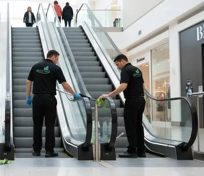 Cleaning escalator steps and combs