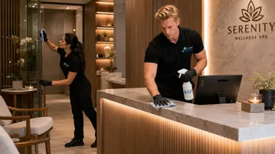 Clean, welcoming salon and spa reception and lounge area