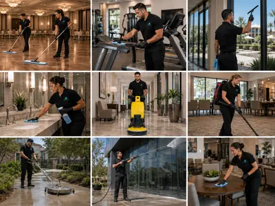 Recurring commercial janitorial cleaning at a business