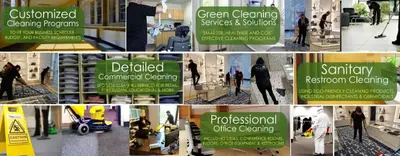Commercial janitorial cleaning in progress at a business