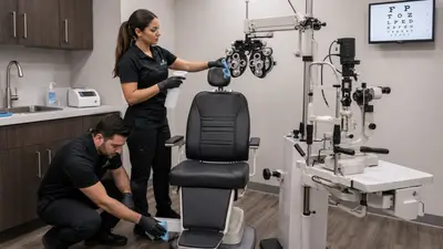 Cleaning a healthcare treatment room