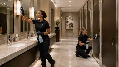 Clean, sanitized commercial restroom