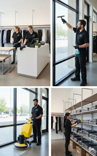Customer-ready retail storefront aisle and entry